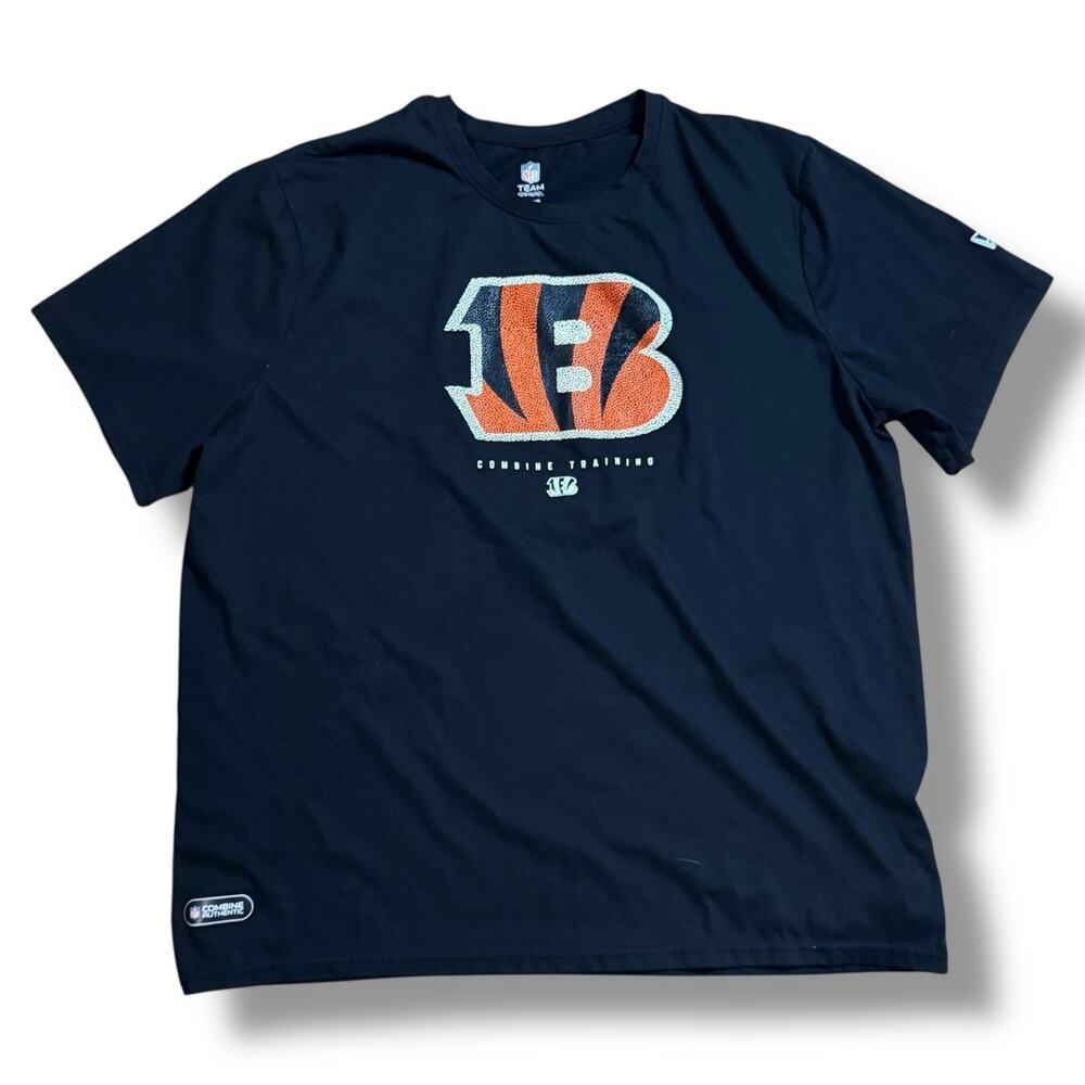 NFL Combine Training T-Shirt Mens Black Orange White Bengals Tee Sz L